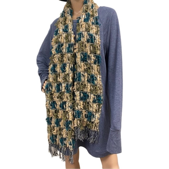 no brand Accessories - Brown Blue Soft and Stretchy Scarf - 33" Long